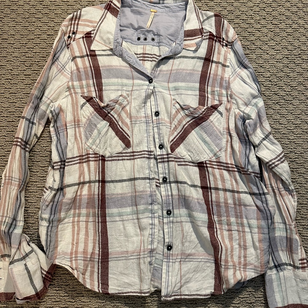 Free People Plaid button up shirt